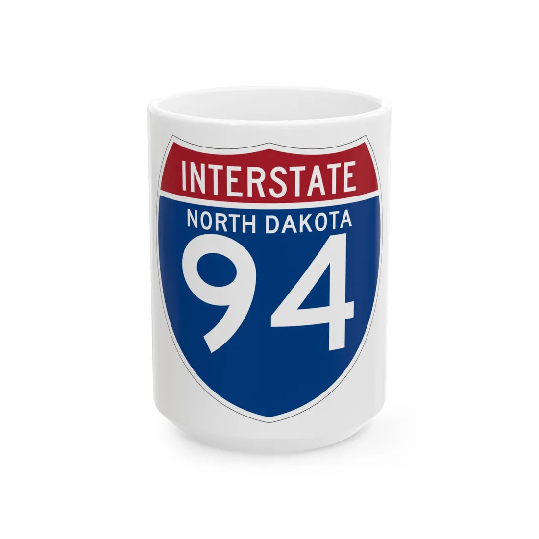 I-94 ND (North Dakota) (Road Sign) White Coffee Mug 15oz - Go Mug Yourself