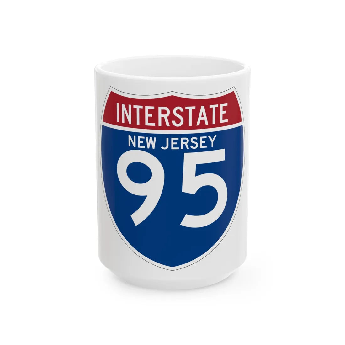 I-95 NJ (New Jersey) (Road Sign) White Coffee Mug 15oz - Go Mug Yourself