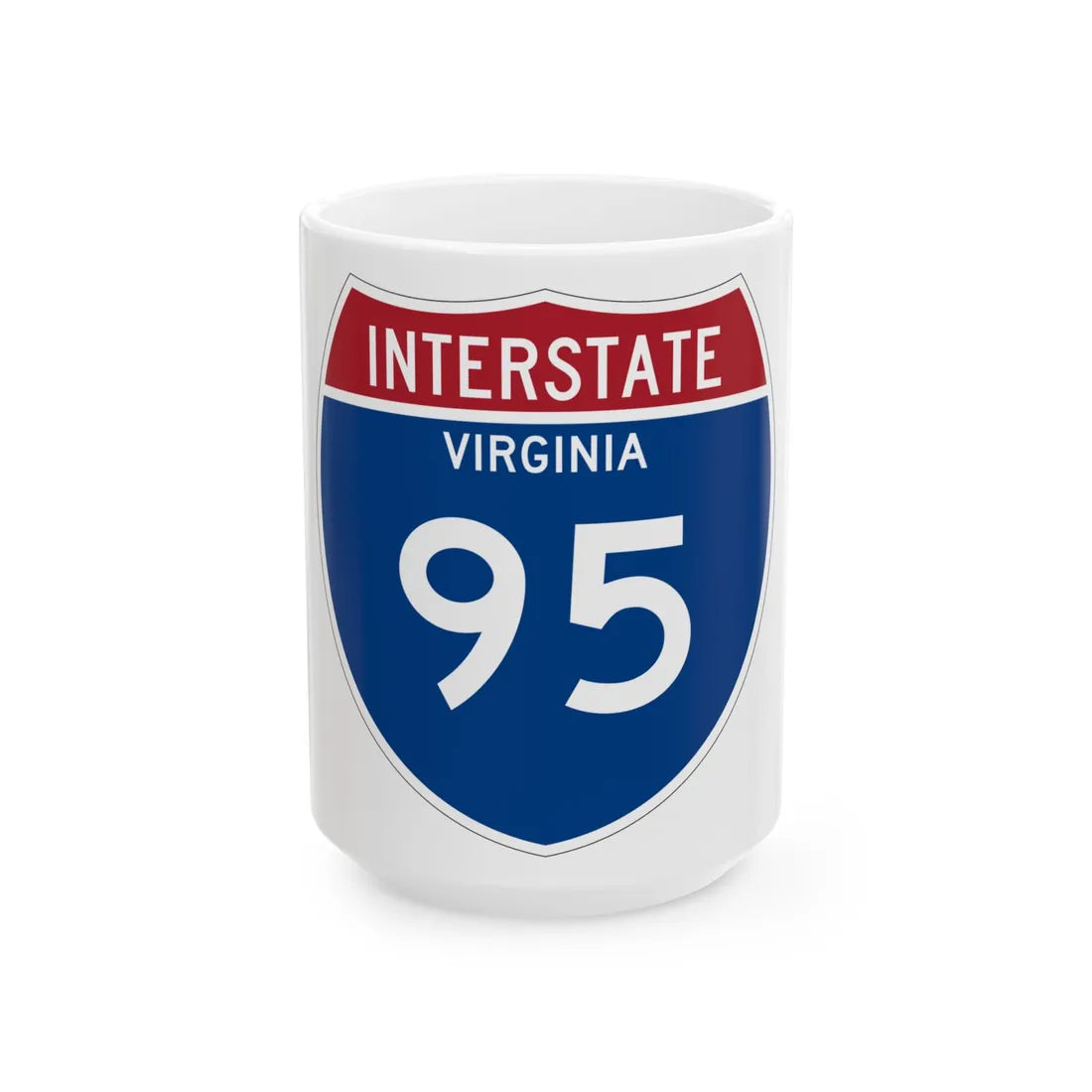 I-95 VA Metric (Virginia) (Road Sign) White Coffee Mug 15oz - Go Mug Yourself