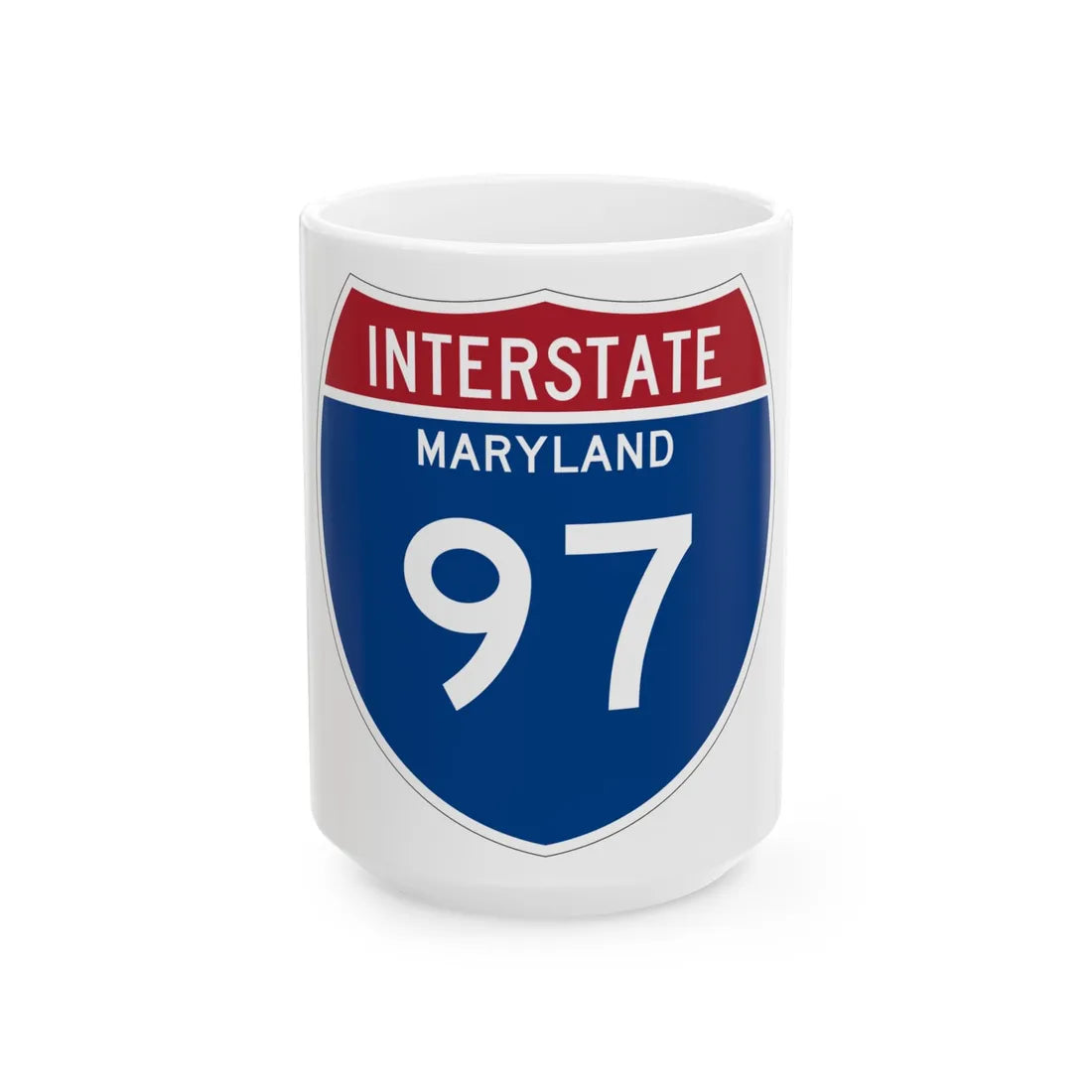 I-97 MD Metric (Maryland) (Road Sign) White Coffee Mug 15oz - Go Mug Yourself