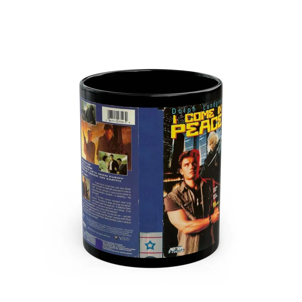 I COME IN PEACE DOLPH LUNDGREN (VHS COVER) - Black Coffee Mug 11oz - Go Mug Yourself