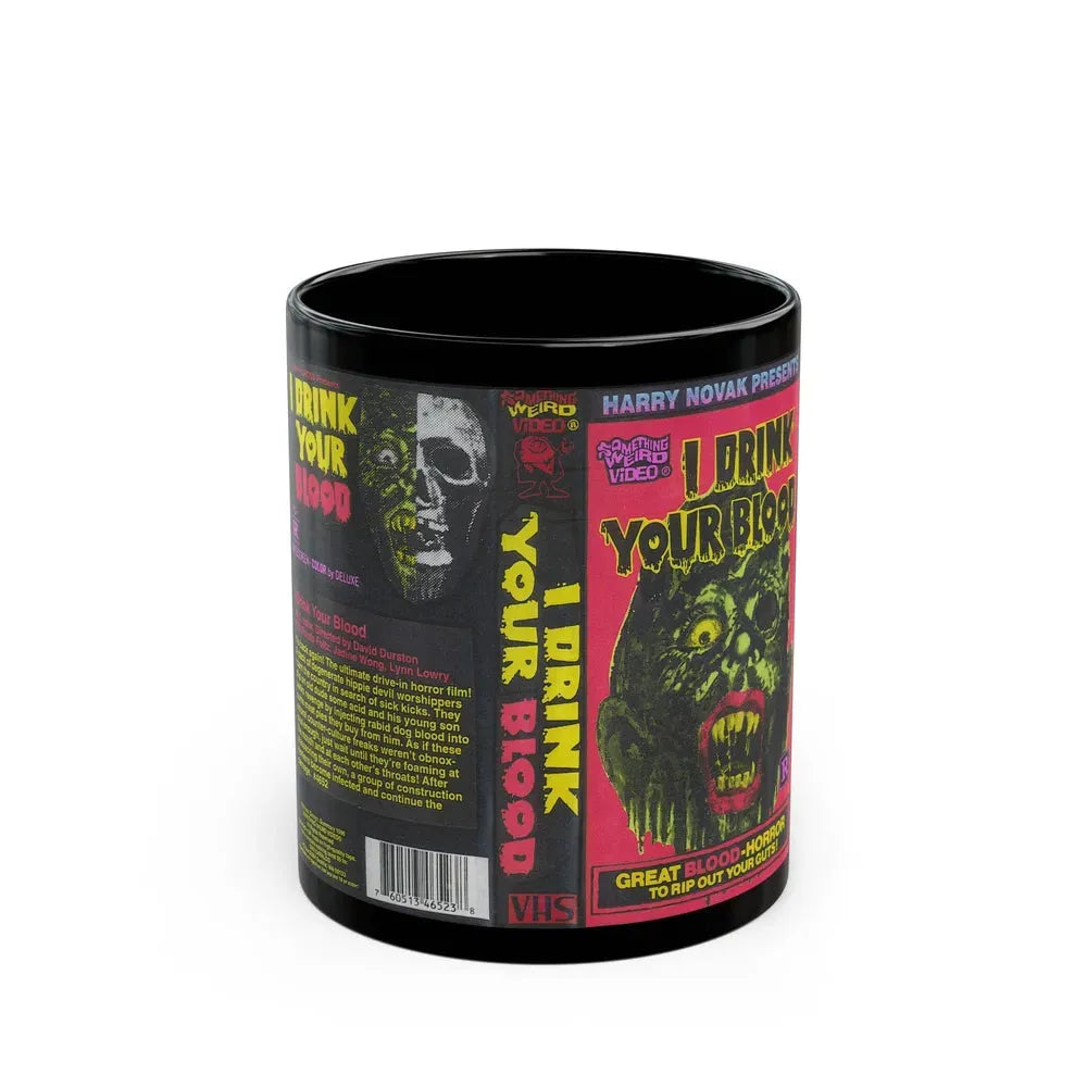 I DRINK YOUR BLOOD SOMETHING WEIRD VIDEO (VHS COVER) - Black Coffee Mug 11oz - Go Mug Yourself