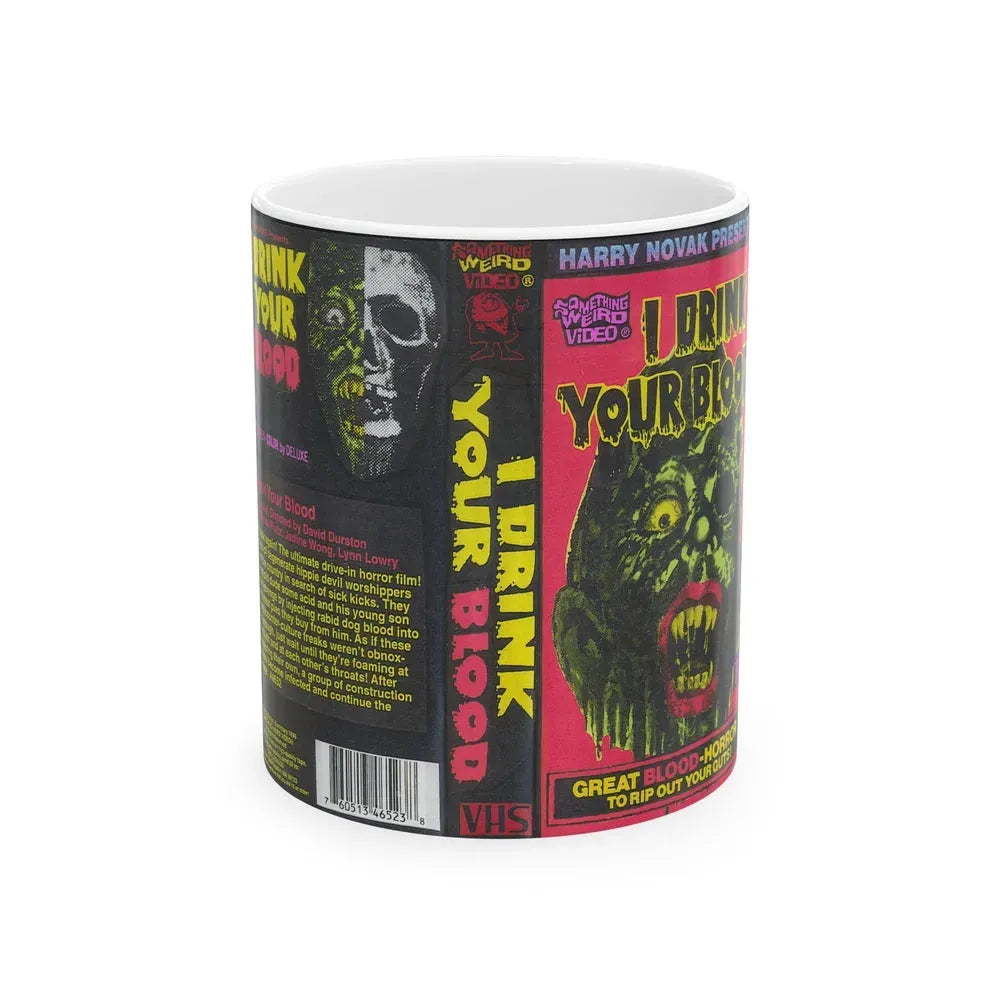 I DRINK YOUR BLOOD SOMETHING WEIRD VIDEO (VHS COVER) - White Coffee Mug 11oz - Go Mug Yourself