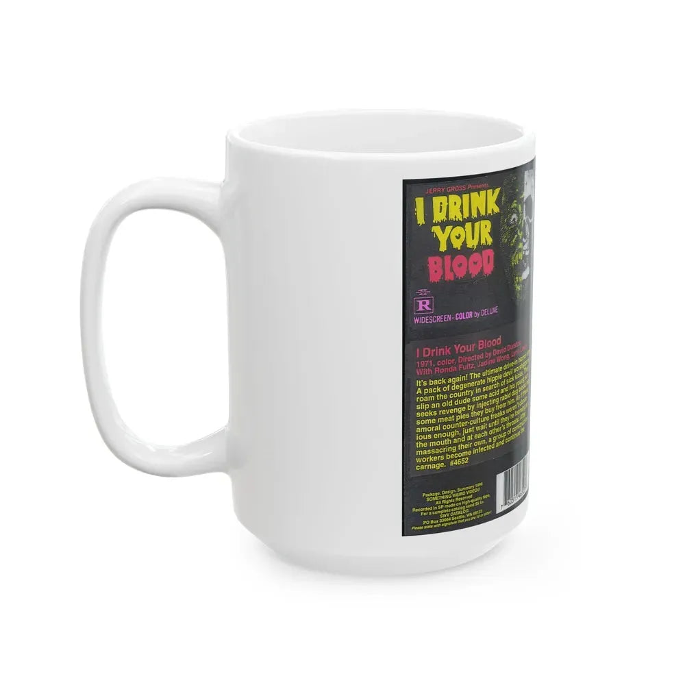 I DRINK YOUR BLOOD SOMETHING WEIRD VIDEO (VHS COVER) - White Coffee Mug - Go Mug Yourself