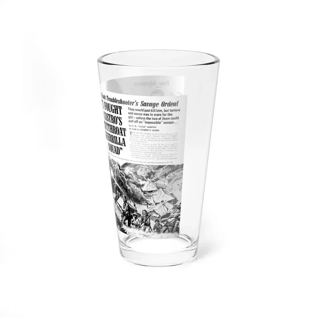I Fought Castro's Cutthroat Guerrilla Squad, For Men Only, April 1970 - Pint Glass 16oz - Go Mug Yourself