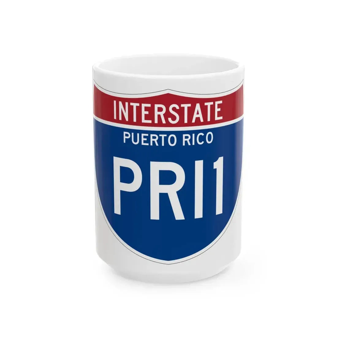 I-PRI1 PR Metric (Puerto Rico) (Road Sign) White Coffee Mug 15oz - Go Mug Yourself