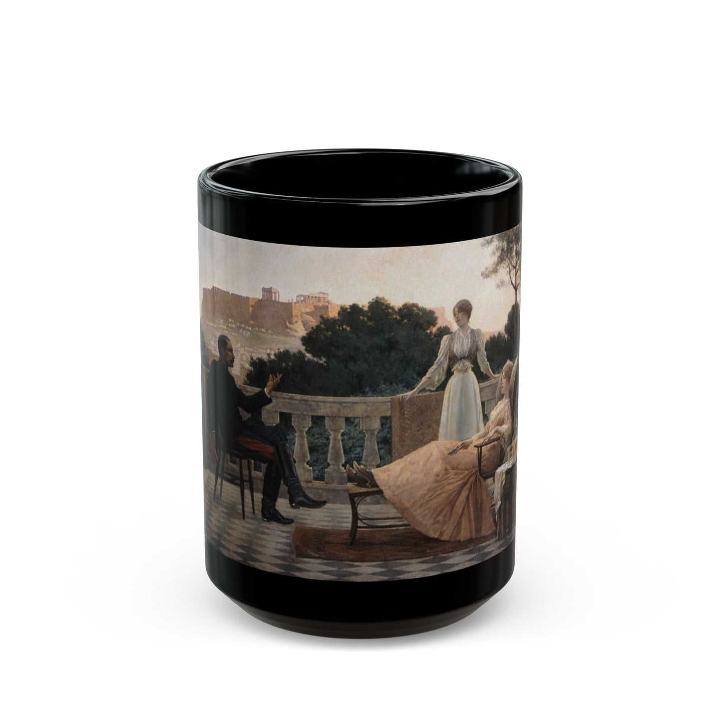 Iakovos Rizos (1849-1926) On terrace - 1897 - Black Coffee Mug-15oz-Go Mug Yourself