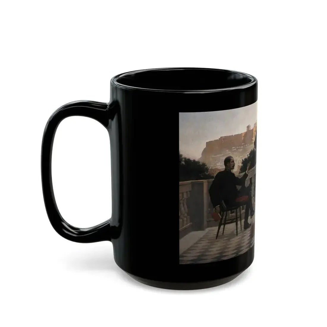 Iakovos Rizos (1849-1926) On terrace - 1897 - Black Coffee Mug - Go Mug Yourself