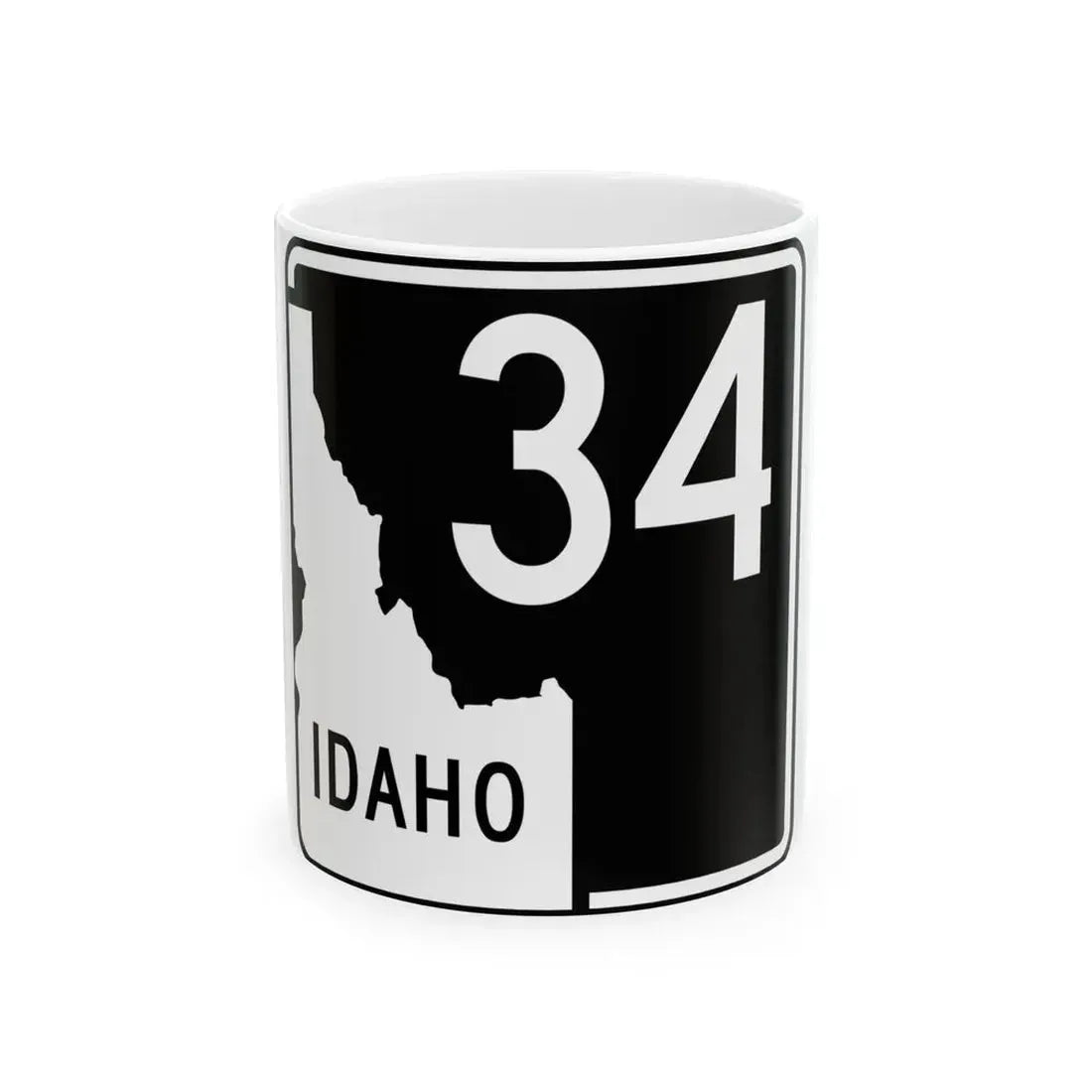 ID-34 (Idaho) (Road Sign) White Coffee Mug 11oz - Go Mug Yourself