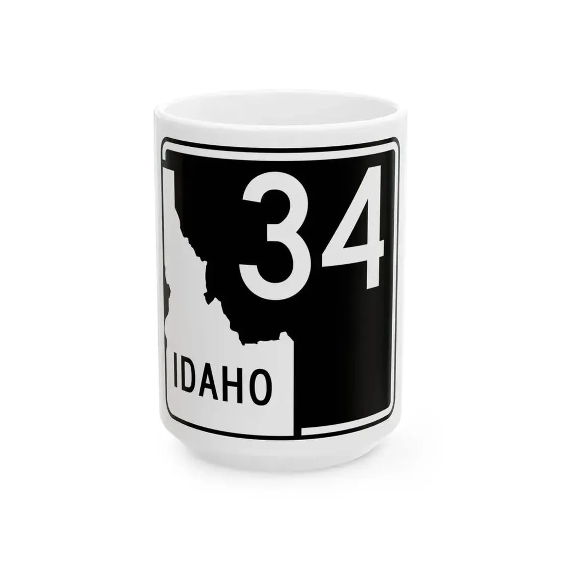 ID-34 (Idaho) (Road Sign) White Coffee Mug 15oz - Go Mug Yourself
