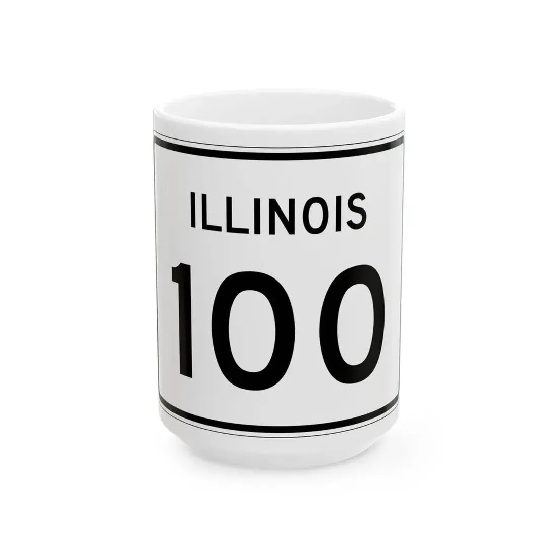 Illinois 100 (Illinois) (Road Sign) White Coffee Mug 15oz - Go Mug Yourself