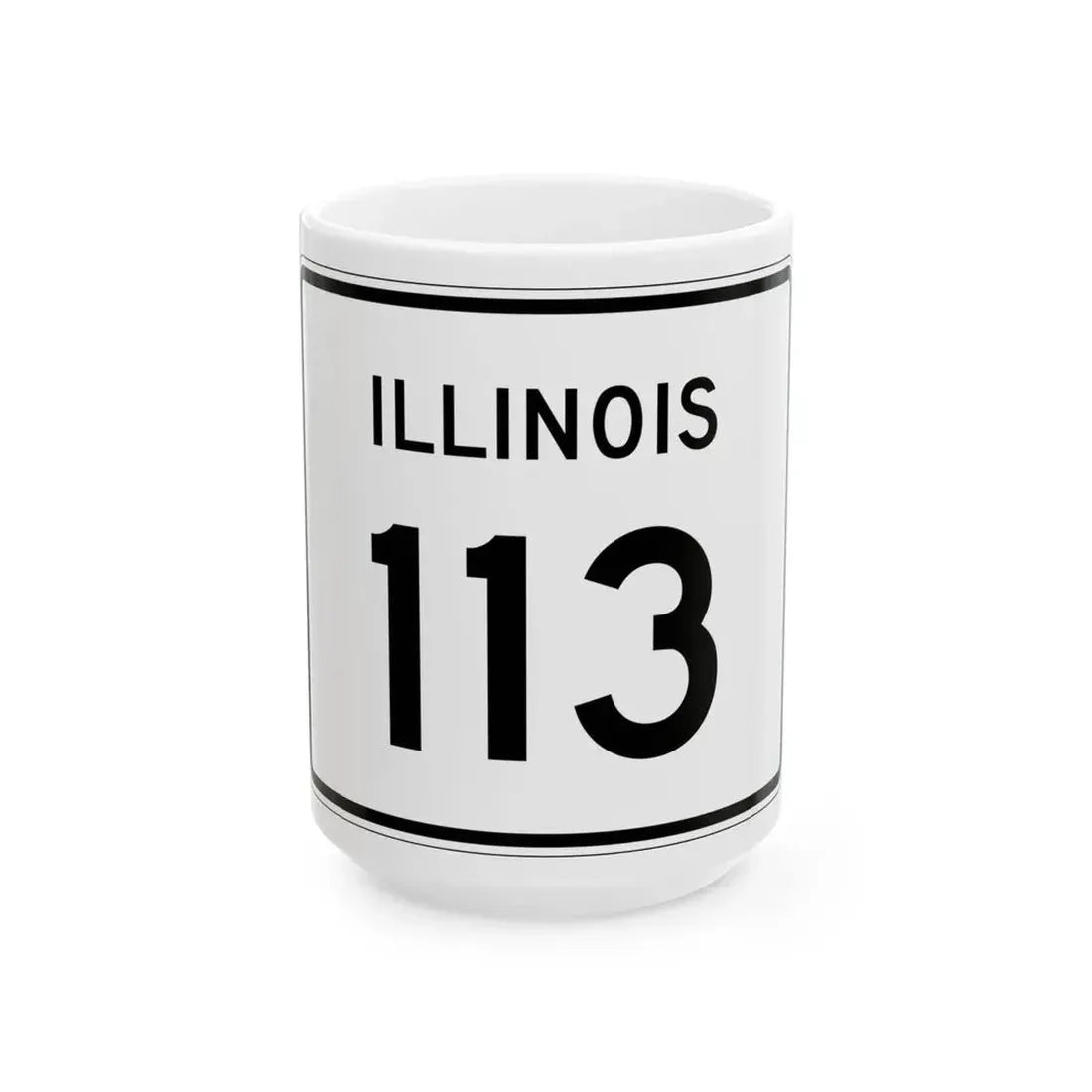 Illinois 113 (Illinois) (Road Sign) White Coffee Mug 15oz - Go Mug Yourself