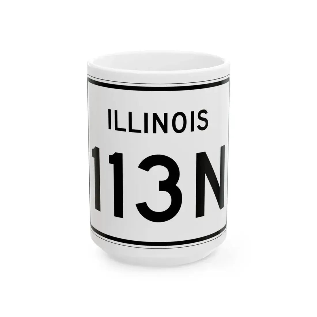 Illinois 113N (Illinois) (Road Sign) White Coffee Mug 15oz - Go Mug Yourself