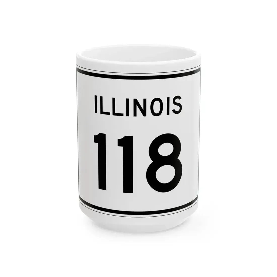 Illinois 118 (Illinois) (Road Sign) White Coffee Mug 15oz - Go Mug Yourself