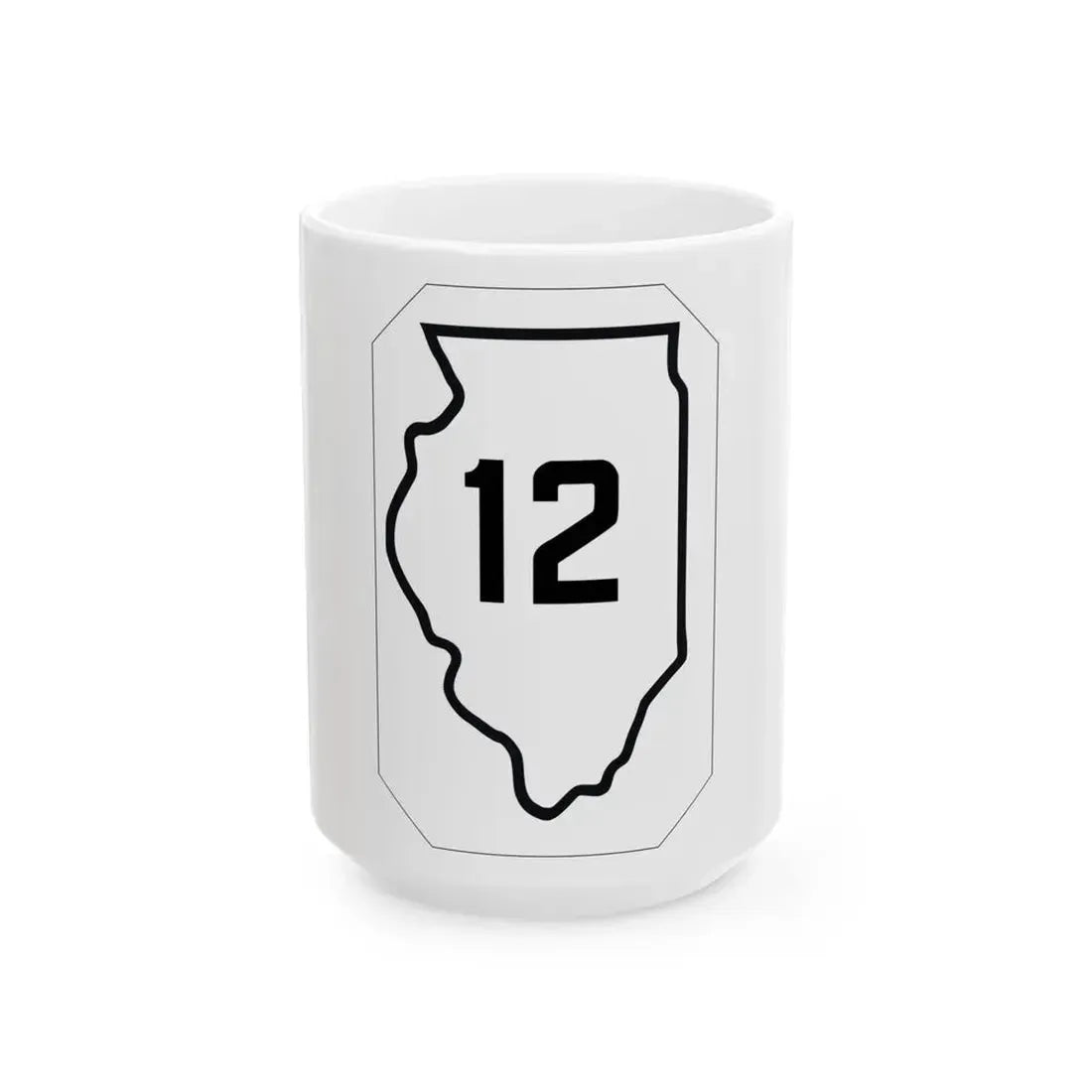 Illinois 12 1926 (Illinois) (Road Sign) White Coffee Mug 15oz - Go Mug Yourself
