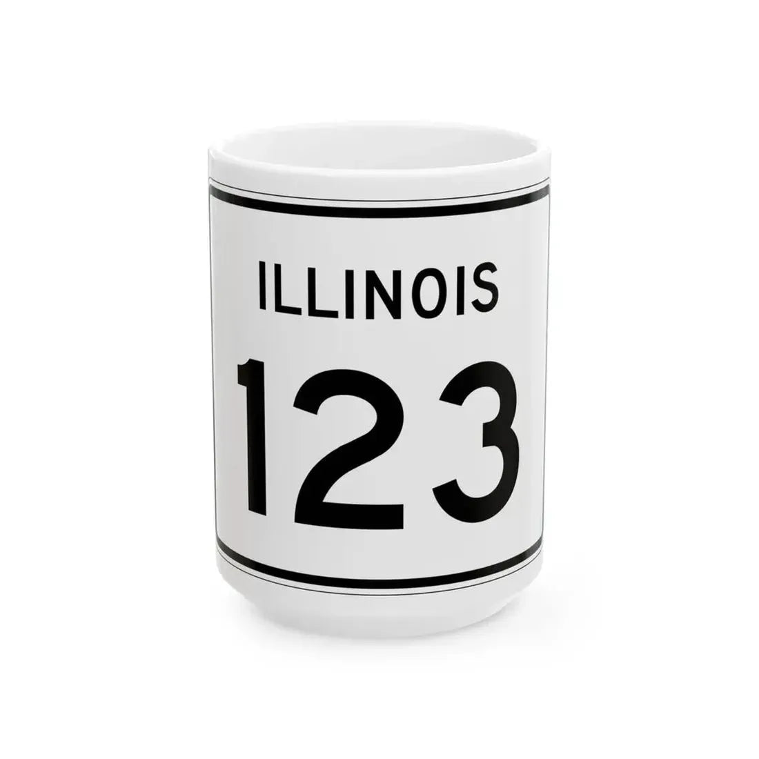 Illinois 123 (Illinois) (Road Sign) White Coffee Mug 15oz - Go Mug Yourself