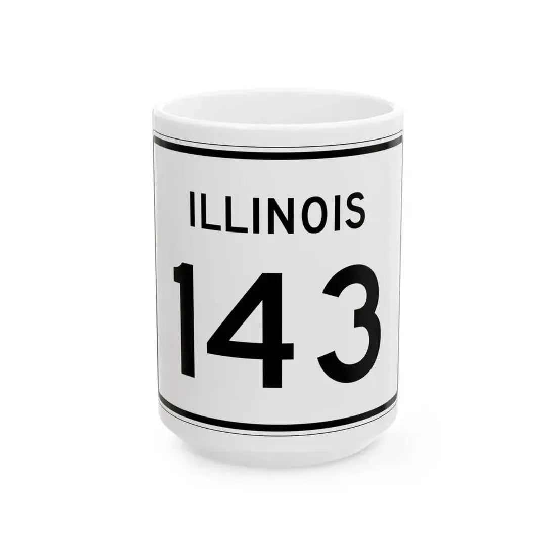 Illinois 143 (Illinois) (Road Sign) White Coffee Mug 15oz - Go Mug Yourself