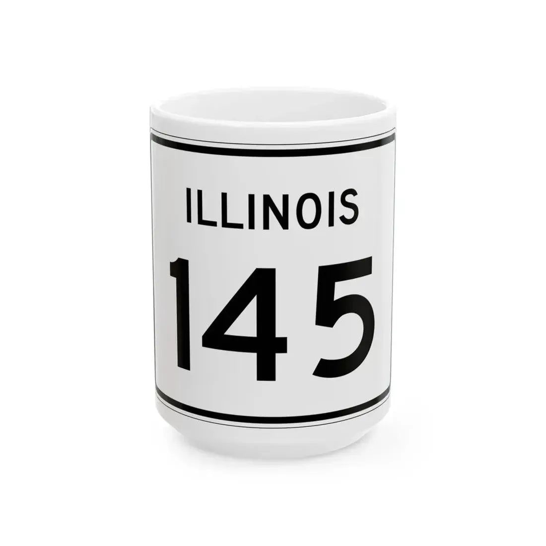 Illinois 145 (Illinois) (Road Sign) White Coffee Mug 15oz - Go Mug Yourself