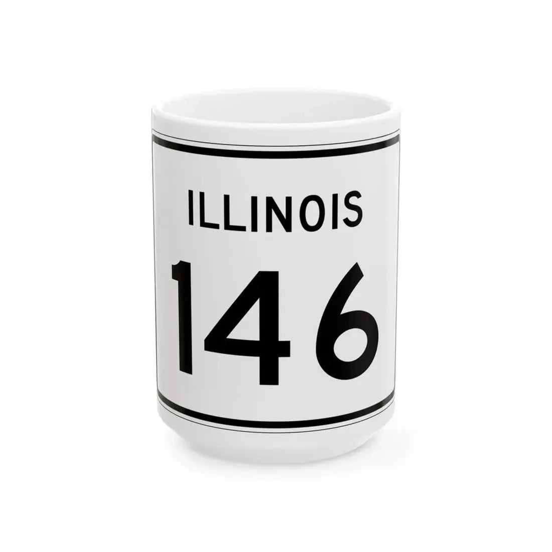 Illinois 146 (Illinois) (Road Sign) White Coffee Mug 15oz - Go Mug Yourself