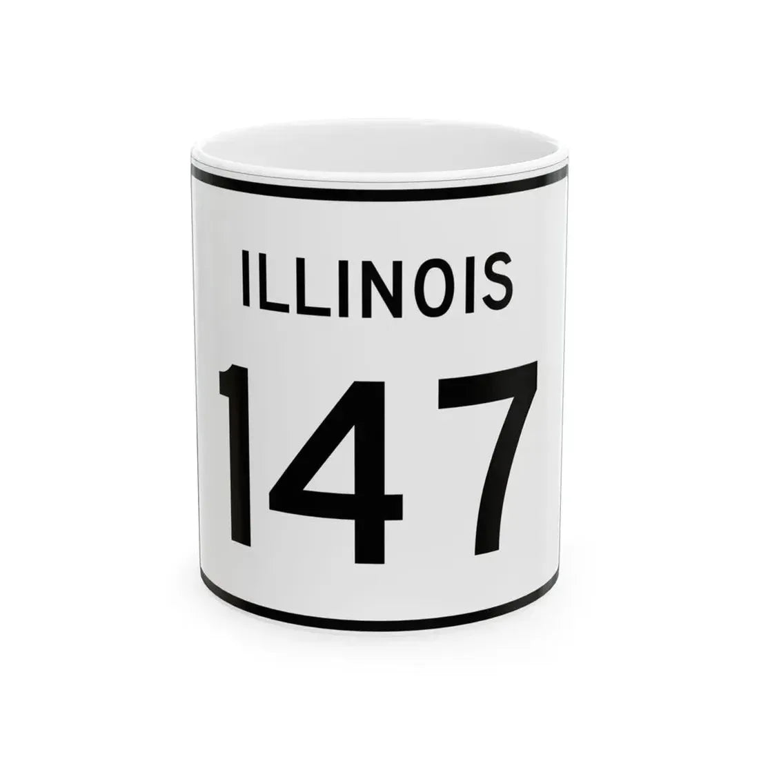 Illinois 147 (Illinois) (Road Sign) White Coffee Mug 11oz - Go Mug Yourself