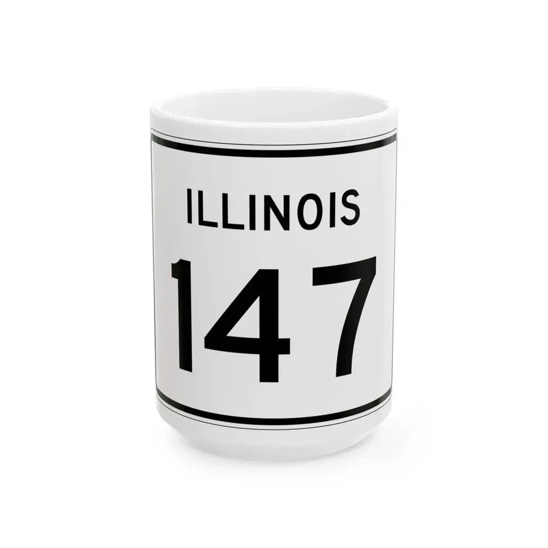 Illinois 147 (Illinois) (Road Sign) White Coffee Mug 15oz - Go Mug Yourself