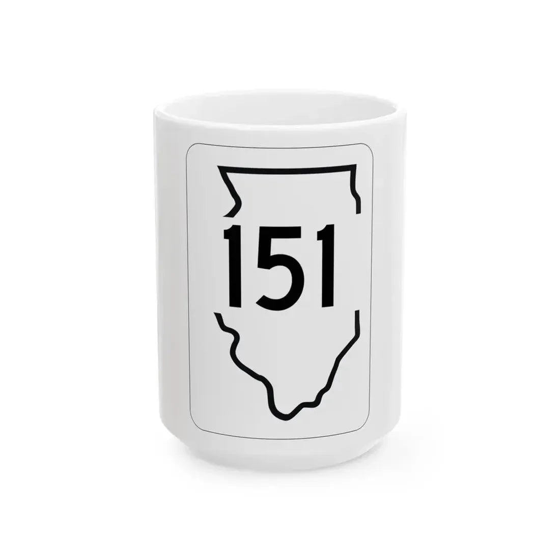 Illinois 151 1950 (Illinois) (Road Sign) White Coffee Mug 15oz - Go Mug Yourself