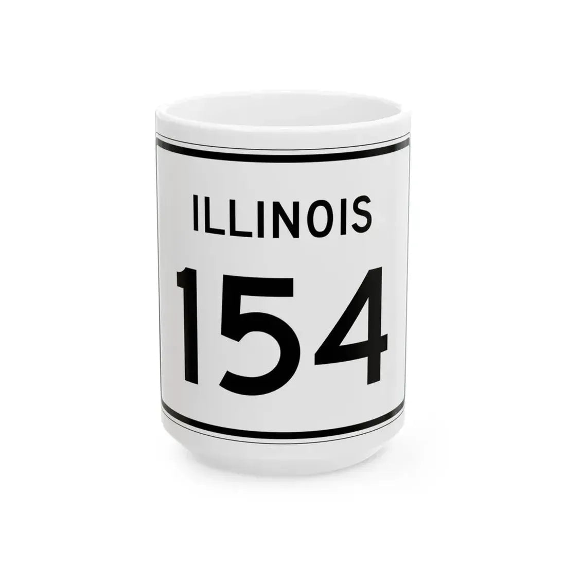 Illinois 154 (Illinois) (Road Sign) White Coffee Mug 15oz - Go Mug Yourself