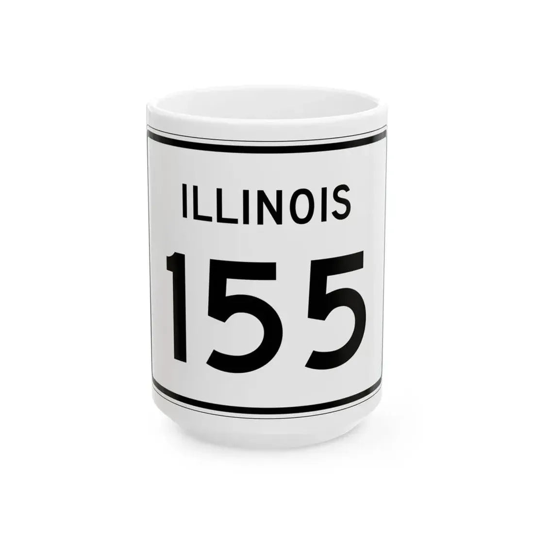 Illinois 155 (Illinois) (Road Sign) White Coffee Mug 15oz - Go Mug Yourself