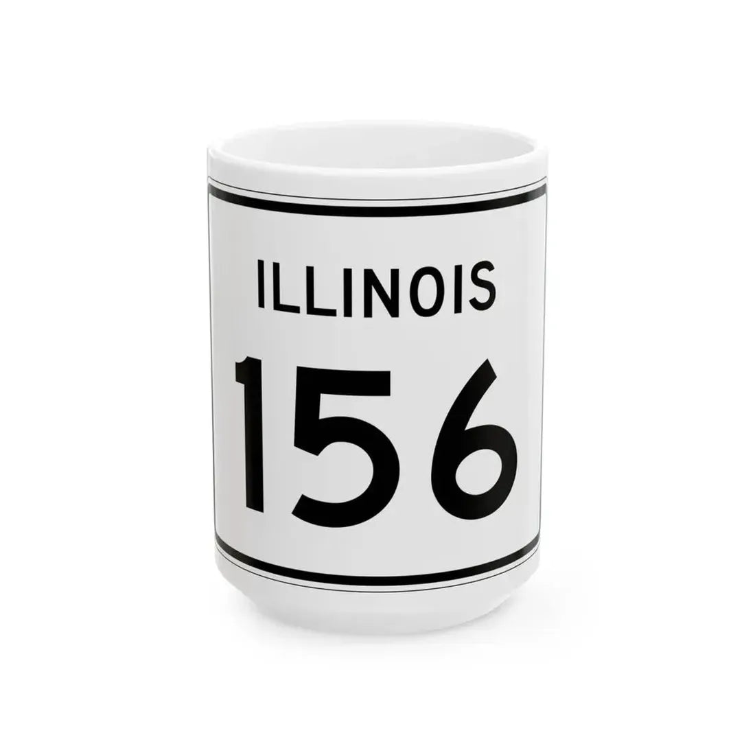 Illinois 156 (Illinois) (Road Sign) White Coffee Mug 15oz - Go Mug Yourself