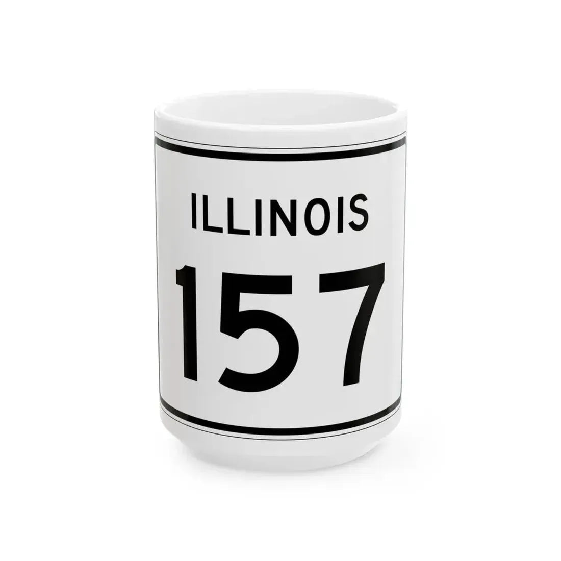 Illinois 157 (Illinois) (Road Sign) White Coffee Mug 15oz - Go Mug Yourself