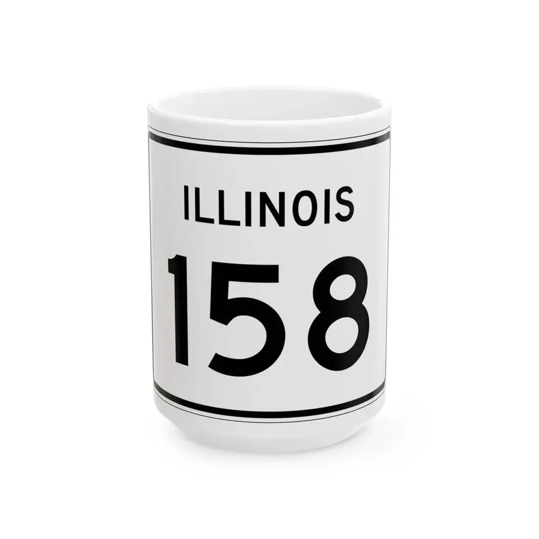 Illinois 158 (Illinois) (Road Sign) White Coffee Mug 15oz - Go Mug Yourself