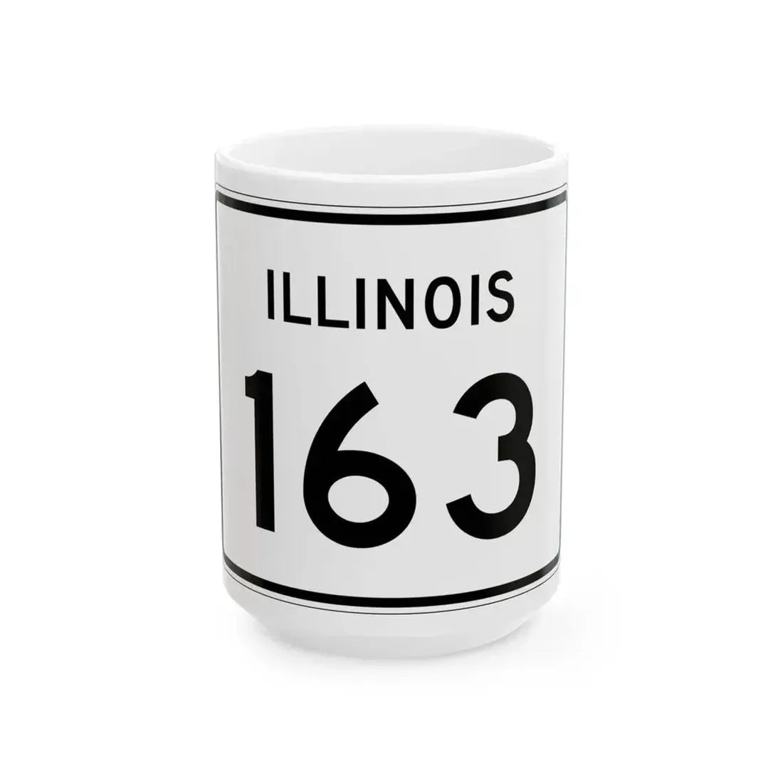 Illinois 163 (Illinois) (Road Sign) White Coffee Mug 15oz - Go Mug Yourself