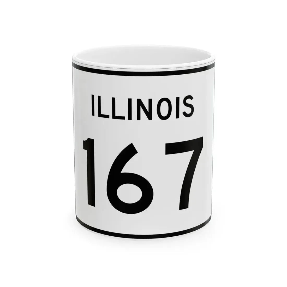 Illinois 167 (Illinois) (Road Sign) White Coffee Mug 11oz - Go Mug Yourself