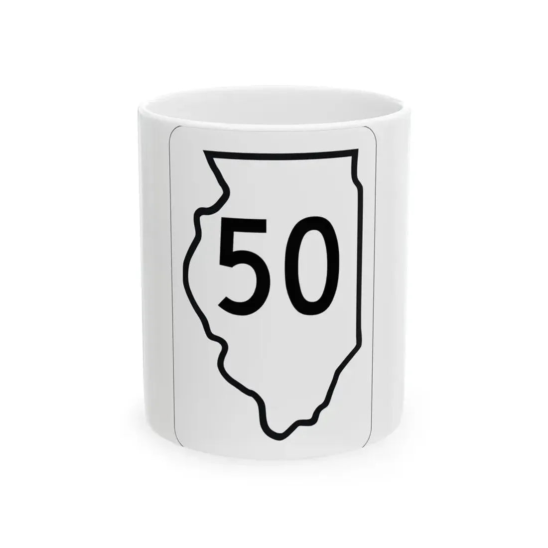 Illinois 50 1950 (Illinois) (Road Sign) White Coffee Mug 11oz - Go Mug Yourself
