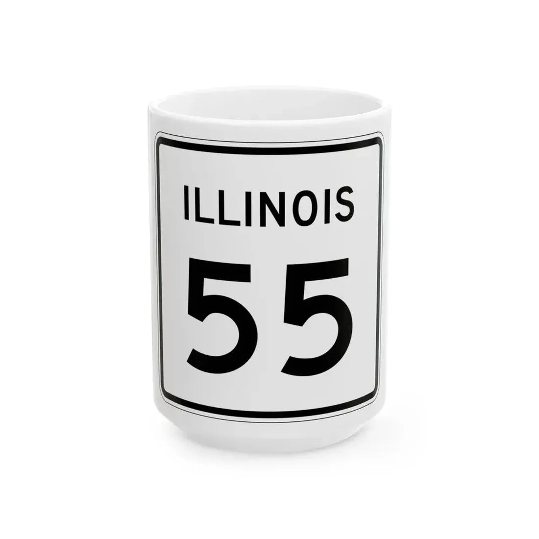 Illinois 55 (Illinois) (Road Sign) White Coffee Mug 15oz - Go Mug Yourself