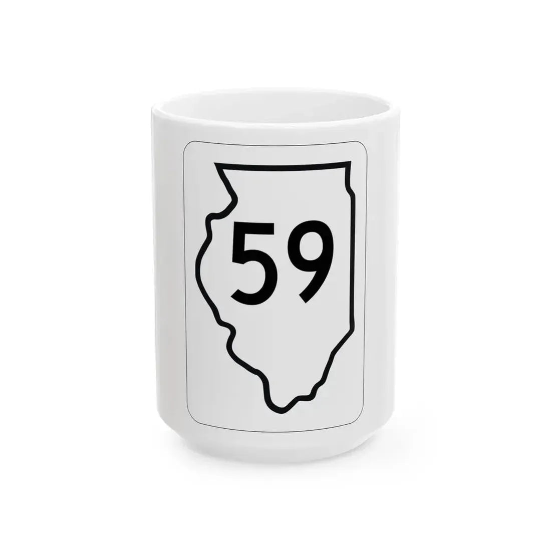 Illinois 59 1950 (Illinois) (Road Sign) White Coffee Mug 15oz - Go Mug Yourself