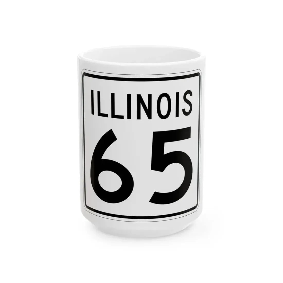 Illinois 65 1960 (Illinois) (Road Sign) White Coffee Mug 15oz - Go Mug Yourself