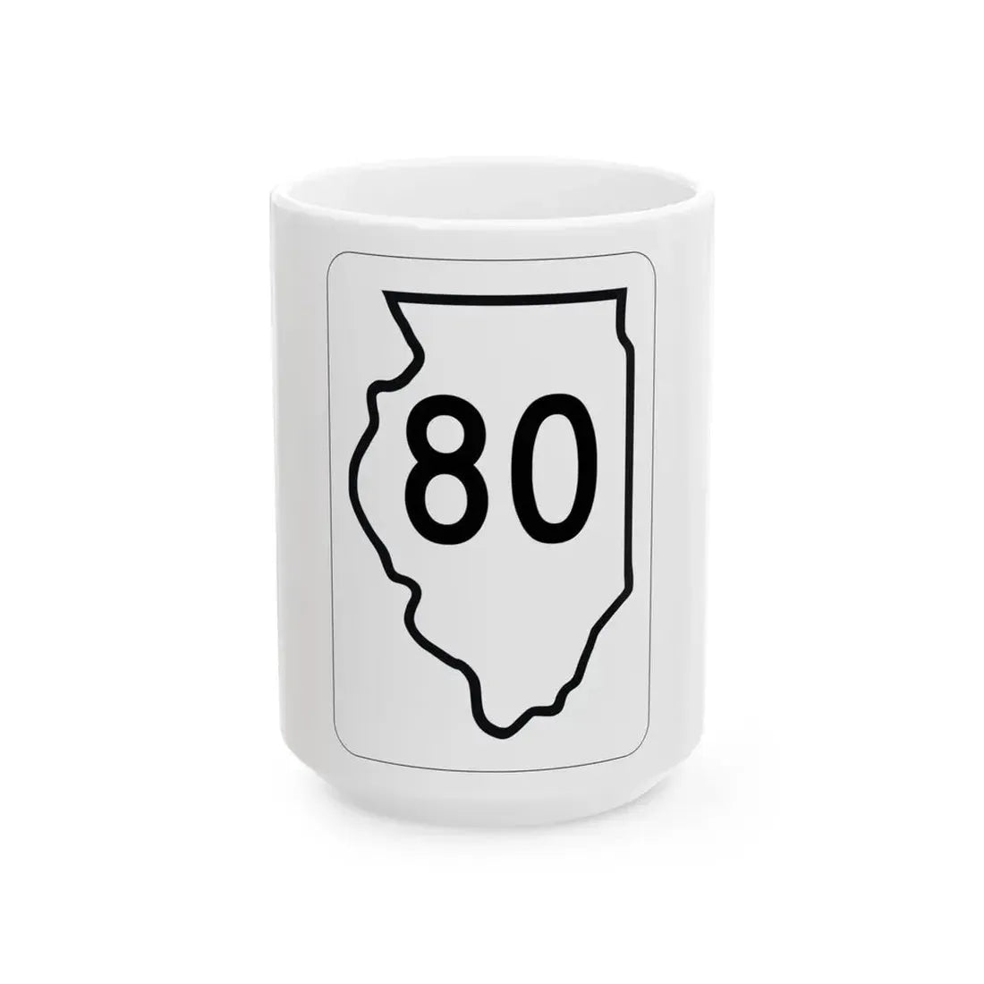 Illinois 80 1950 (Illinois) (Road Sign) White Coffee Mug 15oz - Go Mug Yourself