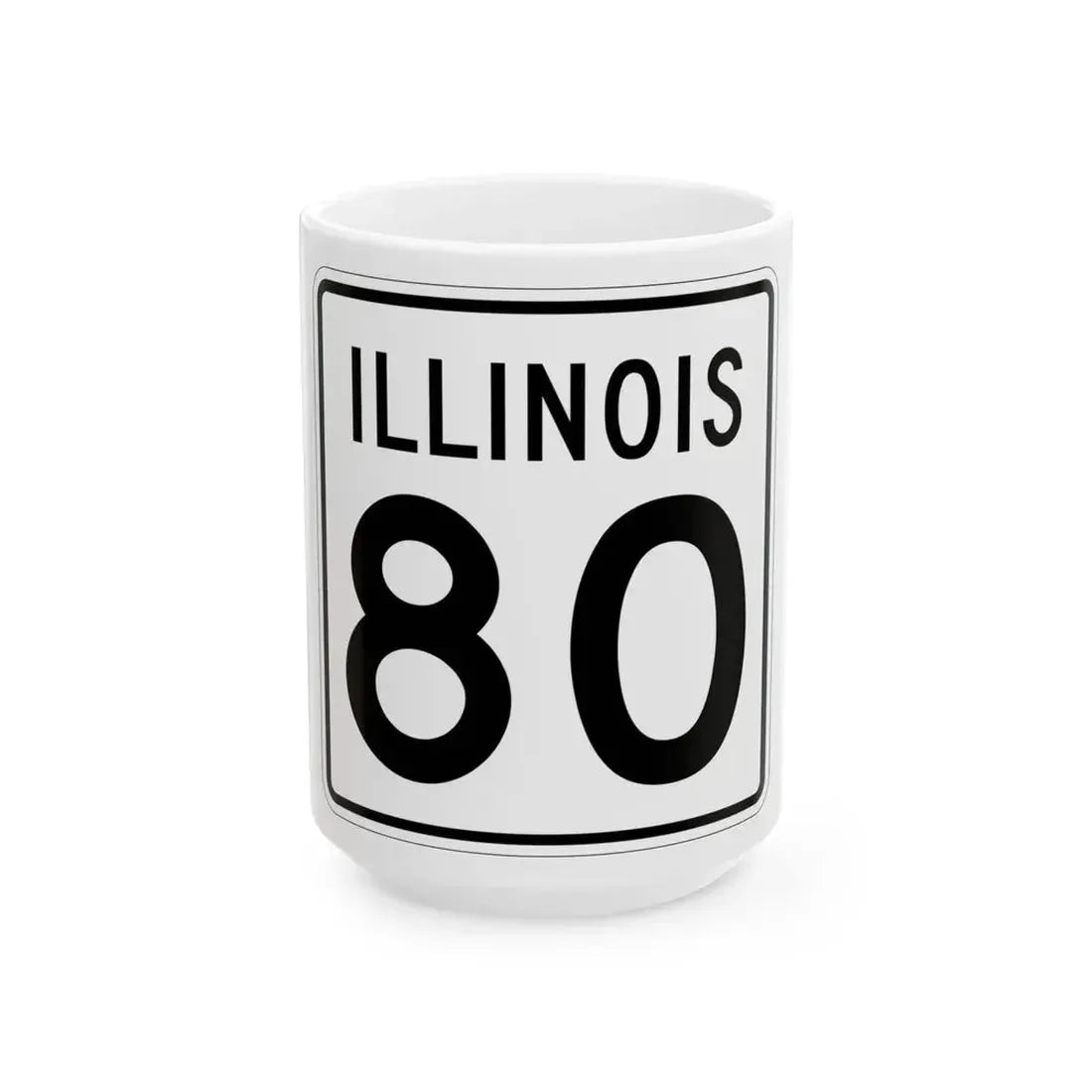 Illinois 80 1960 (Illinois) (Road Sign) White Coffee Mug 15oz - Go Mug Yourself