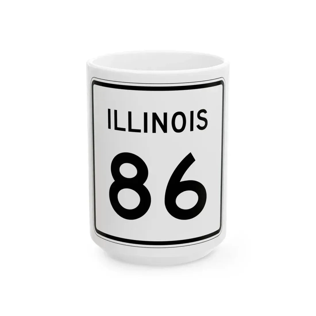 Illinois 86 (Illinois) (Road Sign) White Coffee Mug 15oz - Go Mug Yourself