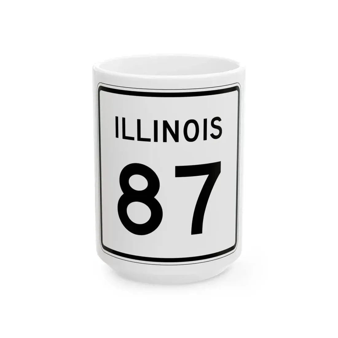 Illinois 87 (Illinois) (Road Sign) White Coffee Mug 15oz - Go Mug Yourself