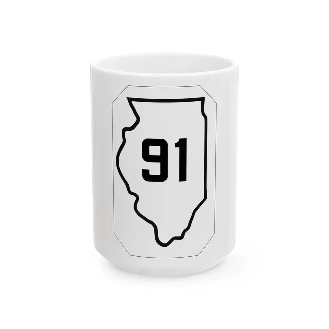 Illinois 91 1926 (Illinois) (Road Sign) White Coffee Mug 15oz - Go Mug Yourself