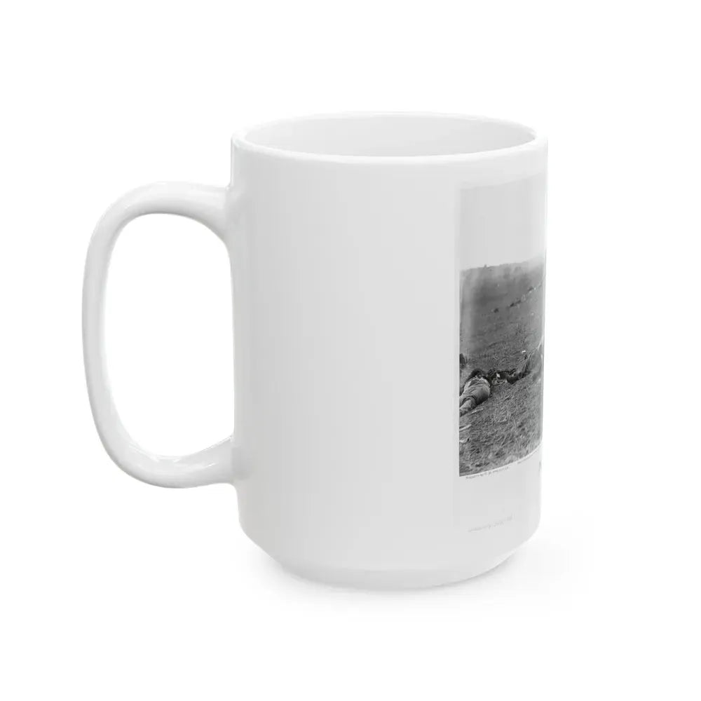 Incidents Of The War. A Harvest Of Death, Gettysburg, July, 1863 (U.S. Civil War) White Coffee Mug - Go Mug Yourself
