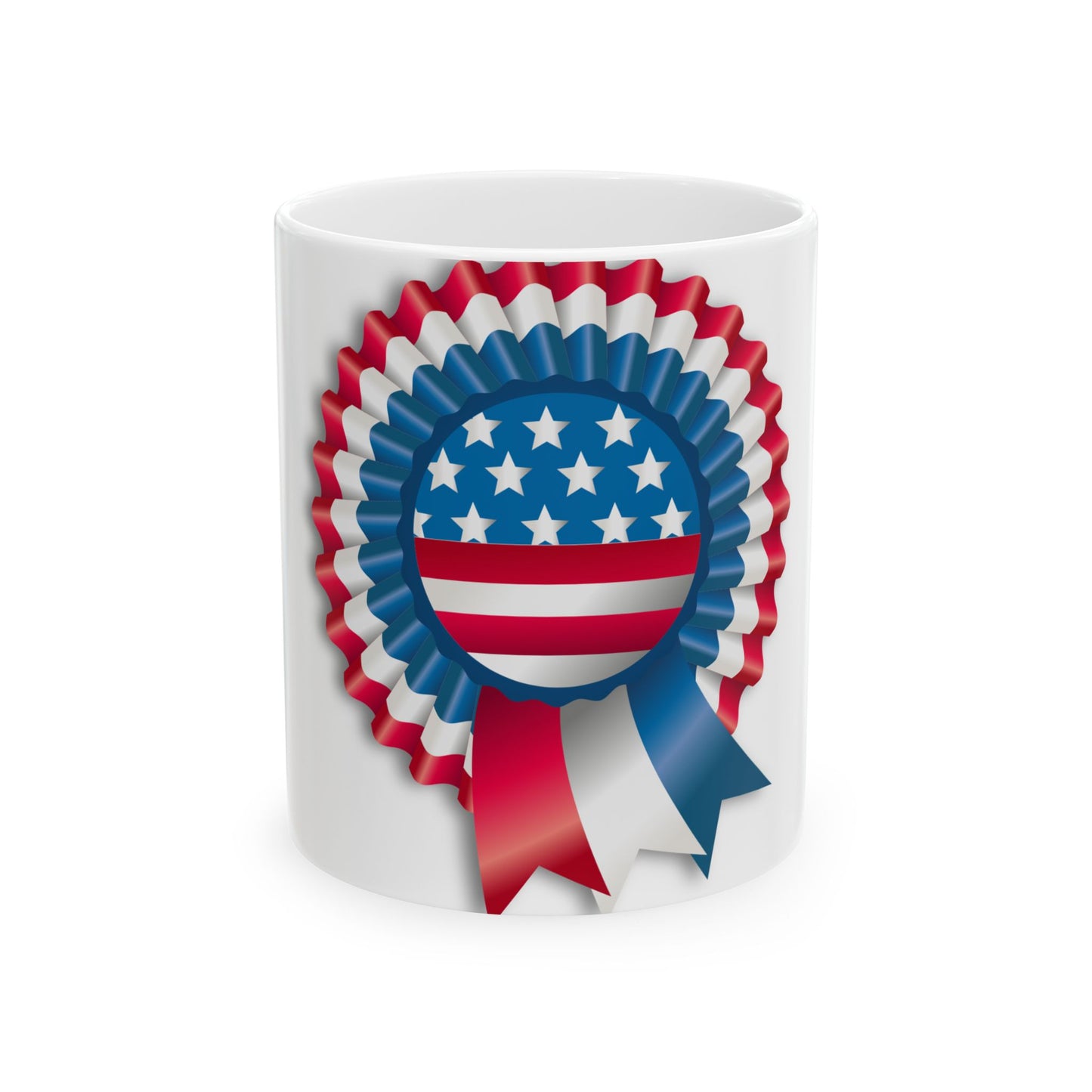 Independence Day of United States ribbon (United States) White Coffee Mug-11oz-Go Mug Yourself