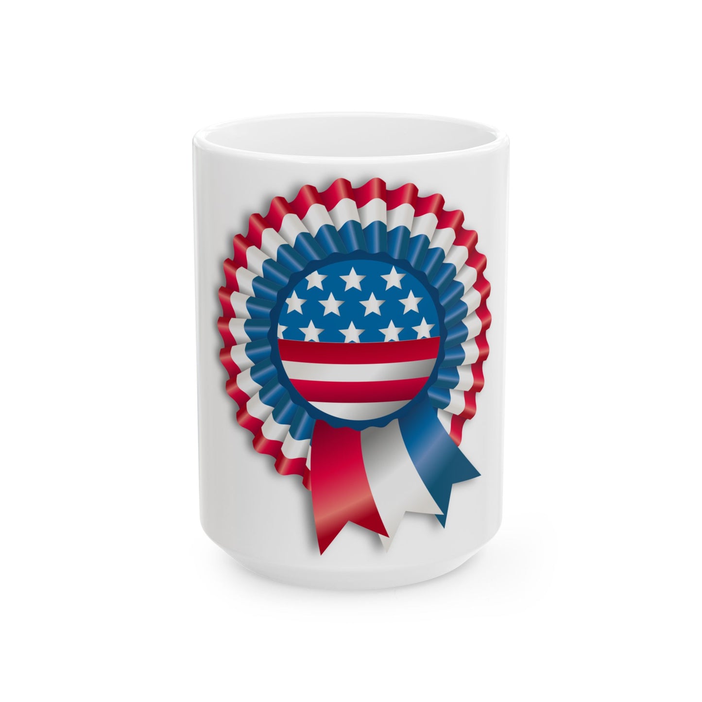 Independence Day of United States ribbon (United States) White Coffee Mug-15oz-Go Mug Yourself