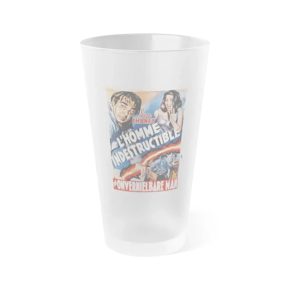 INDESTRUCTIBLE MAN (BELGIAN) 1956 Movie Poster - Frosted Pint Glass 16oz 16oz Frosted - Go Mug Yourself