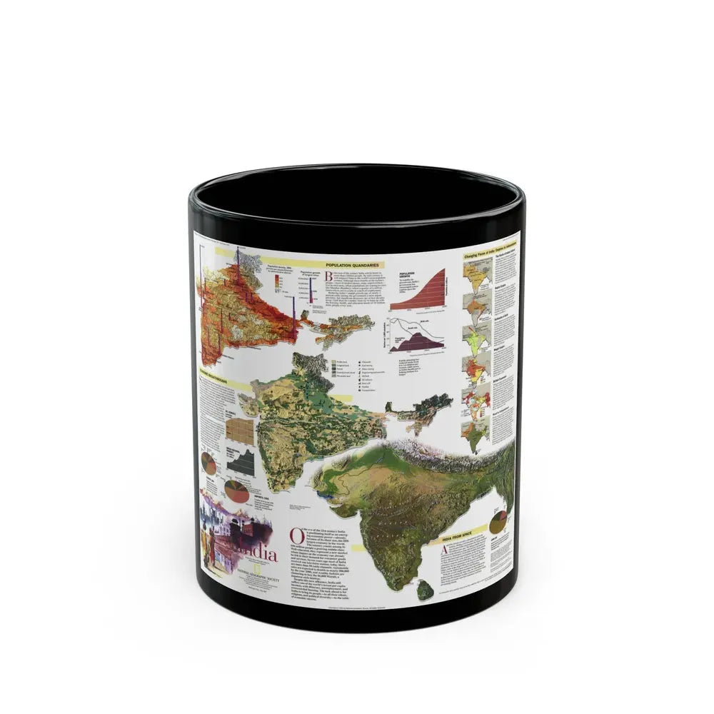 India (1997) (Map) Black Coffee Mug 11oz - Go Mug Yourself