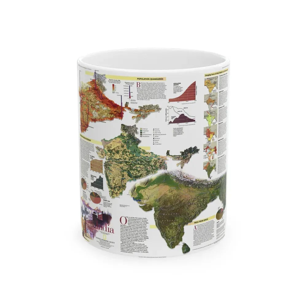 India (1997) (Map) White Coffee Mug 11oz - Go Mug Yourself