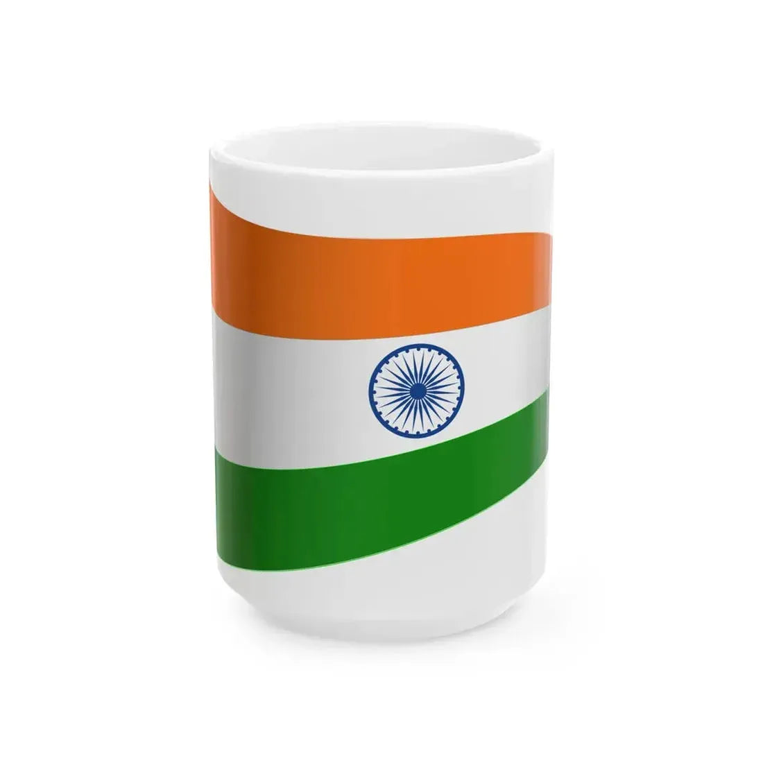 India Flag - iconic waving (India) White Coffee Mug 15oz - Go Mug Yourself
