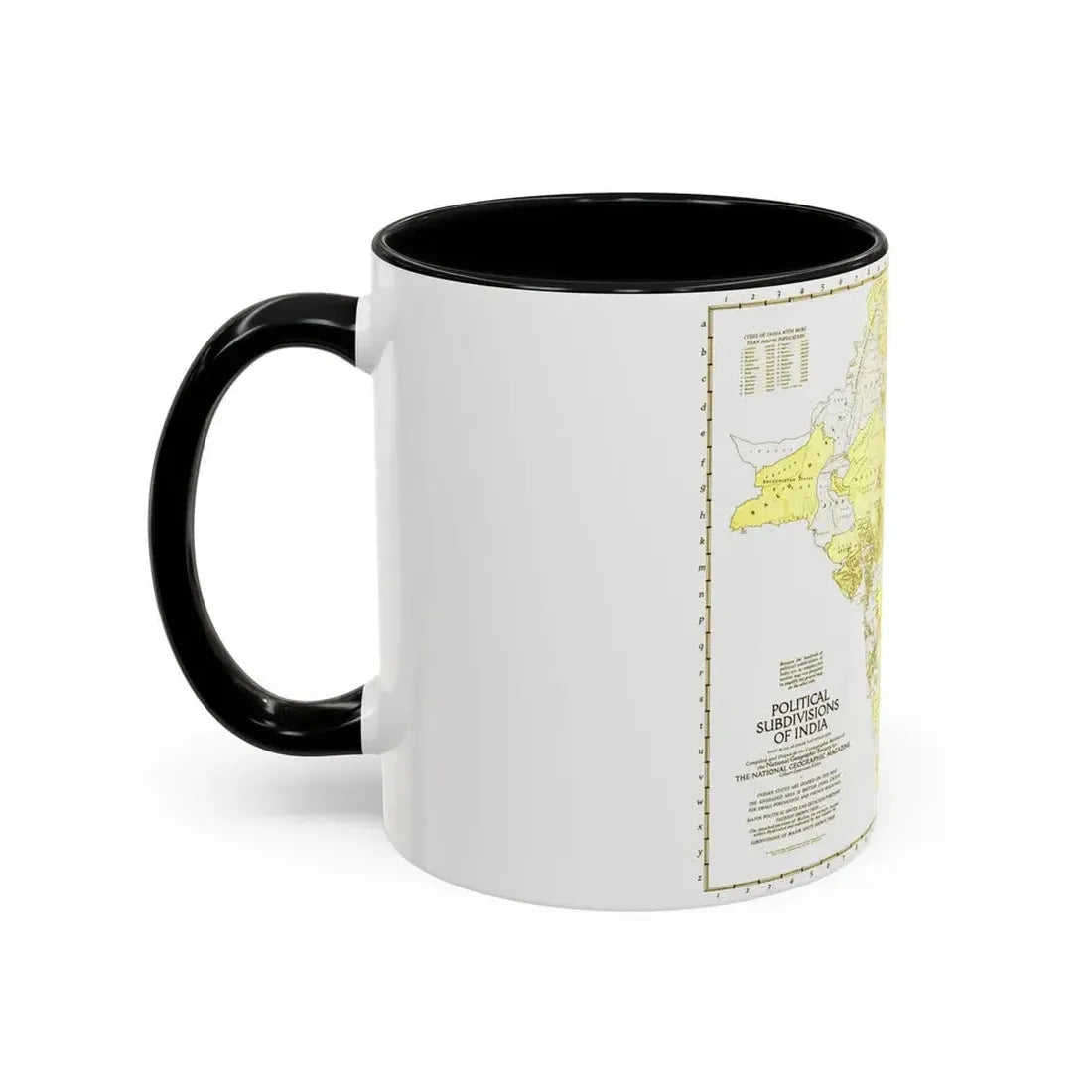 India - Political Subdivisions (1946) (Map) Accent Coffee Mug - Go Mug Yourself